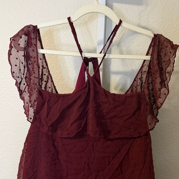 Miami‎ Burgundy Ruffle Blouse - Picture 3 of 4